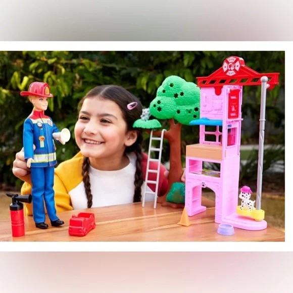 Barbie Careers Firefighter Doll & Playset with Fire Station & Tree, 2 Pets - Picture 5 of 6